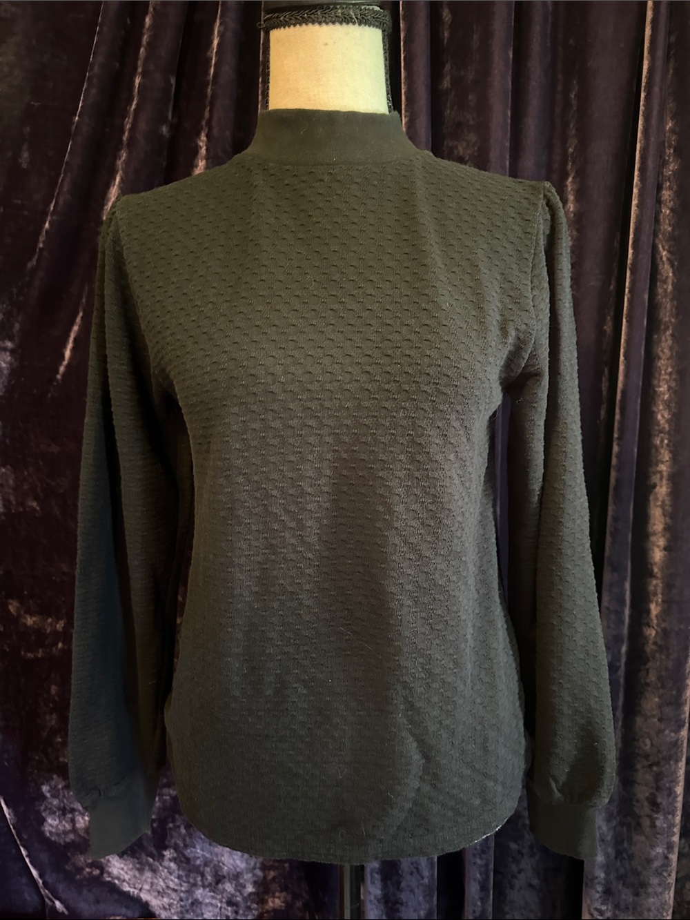 J. Crew Black Textured Mock Neck Shirt Sz S
